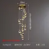 [Castanha d'Água de Gelo] Lustre Longo de Escada Totalmente em Cobre Atmosférico Pós-moderno Luxo Leve Cristal Villa Duplex Corredor Escadaria Luzes