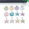 Colgantes de aleación de estrella de mar y concha estilo océano con goteo de aceite, kit de accesorios para pendientes y collares DIY, venta al por mayor de kits de material para colgantes