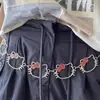 Cadena de Cintura Metálica con Cabeza de Gato de Dibujos Animados Kitty con Diamantes Brillantes Sexy Y2K de Gama Alta Única Linda Exquisita Versátil Cinturón