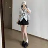 Falda Corta de Trabajo Estilo Coreano para Mujer, Versátil Falda Corta de Línea A Anti-Exposición para Primavera y Verano, Falda Pantalón Corta Adelgazante con Abertura