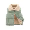 Colete de Lã Polar Infantil para Meninos e Meninas, Colete de Outono e Inverno, Colete Quente de Veludo de Cordeiro para Bebê para Usar por Cima