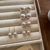 Pendientes de Perla Redonda Rose Manta Pendientes Simples de Gama Alta para el Trabajo Pendientes Franceses de Lujo Ligero con Temperamento Suave