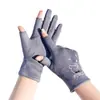 Guantes Cálidos para Otoño e Invierno, Estilo Delgado de Gamuza Lindo para Estudiantes Mujeres para Escribir con Forro Polar Añadido, Dos Dedos Expuestos para Otoño