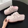 Zuecos para Mujer 2026 Nuevos de Primavera/Verano sin Cordones con Aumento Oculto de Altura, Puntera Cerrada, Suela Gruesa, Versátiles Zapatos tipo Birkenstock Relajados con Correas de Velcro