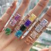 Anillo de plata de ley 925 con diamantes de alto carbono para mujer, anillo de circonita 8A con corte cuadrado de flor de hielo, color tesoro, explosiones en vivo.