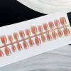 30 peças de Nail Art para Usar Pôr do Sol Brilho Final Unhas Postiças Curtas Removíveis Acabadas Nail Art Versátil Bom Adesivo de Nail Art