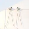 Aretes Largos de Copo de Nieve Estilo Coreano para Mujer, Aretes Versátiles Únicos y Simples, Colgantes para Orejas, Joyería, Líneas para Orejas, Accesorios para Orejas, Aretes