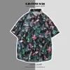Camisa de Playa para Hombre de Verano Secado Rápido para Surfear Manga Corta Floral Palmera Costera Hawaiana Holgada Estampada