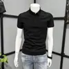 Nova Camisa Polo Masculina de Manga Curta, Camiseta Versátil de Cor Sólida para o Verão com Gola, Top Lapela Slim Fit Versátil da Moda