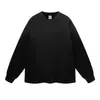 350G Tecido Pesado Outono/Inverno Camada Base Retrô Desgastada Algodão Puro Lavado Cor Frita Camiseta de Manga Longa Masculina Mesmo Estilo Camiseta de Manga Longa Camada Base
