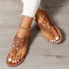 Sandalias tipo chancla cosidas para comercio transfronterizo, sencillas y elegantes con diseño floral, versátiles, retro, ligeras, a la moda y cómodas para mujer