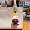 Llavero de Árbol de Navidad Tejido de Lana Original Lindo Oso de Dibujos Animados Colgante de Bolsa de Peluche Navideña Pequeño Regalo