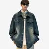 Chaqueta de mezclilla para hombre de otoño e invierno, abrigo casual, chaqueta negra, ropa vintage holgada para hombre, abrigo de mezclilla talla grande