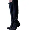 Fivela estilo retrô 2026 botas femininas versáteis que aumentam a altura com tiras cruzadas nova moda outono e inverno botas de cano alto elásticas zíper lateral