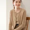 Nuevo Cárdigan de Cachemira para Mujer Cuello Redondo Manga Larga Tejido de Punto Casual Cómodo Manga Larga Holgado Prendas de Abrigo Suéter Capa Base