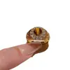 Anillo Maillard Vintage Imitación Oro Ojo de Tigre Antiguo Medio Lujo Ligero Elegante Sentido de Alta Gama Exquisito Anillo Versátil para Mujeres