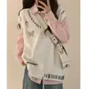 Suéter Branco com Laço Harajuku Ins Preguiçoso Tendência Popular Temperamento Japonês Preguiçoso Artístico Novo