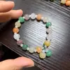 Pulseira de Contas de Abóbora de Seda Dourada Natural Jade Jade Colorido Cristal Multi-Tesouro Pulseira de Ágata Feminina