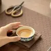 Taza de Té Azul y Blanca de Horno Ru, Taza de Maestro, Taza de Invitado, Exquisito Juego de Té Cerámico Antiguo, Taza de Té de Loto, Taza de Té Kung Fu