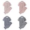 Conjunto de Pijama de Pareja de Algodón 100% Doble Capa de Gasa Estilo Japonés Muji Nishikawa de Manga Corta y Pantalón Largo Ropa de Casa Simple de Alta Calidad a Cuadros