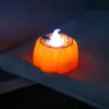 Lanterna Pequena de Abóbora de Halloween com Olhos Triangulares, Padrão de Teia de Aranha, Luz de Vela, Adereços e Enfeites para Decoração de Mesa