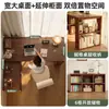 Escritorio Doble de Madera Maciza Mesa de Estudio para Adultos en Casa Mesa Larga para Dormitorio Armario de Almacenamiento Mesa de Ordenador Retráctil Integrada