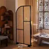 Biombo Separador de Madera Maciza y Mimbre Estilo Vintage para Entrada, Frente a la Puerta, Sala de Estar, Dormitorio, Cama, Pantalla Móvil Estilo Japonés