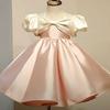 Vestido Sencillo de Satén para Niña, Vestido de Princesa para Cumpleaños, Nuevo Vestido Rosa para Niña de Flor, Niña de Boda, Vestido de Primer Cumpleaños