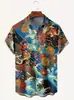 Camisa de Manga Corta para Hombre de Verano Nueva, Estampado 3D Estilo Hawaiano, Casual con Cuello