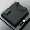 Camiseta Base de Punto de Marca Destacada para Hombre, Suéter de Lana de Cuello Redondo, Suéter Clásico Versátil Anti-Pilling