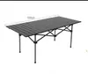 Mesa plegable para rollos de huevo de exterior, aleación de aluminio, equipo de picnic y camping, portátil, imitación madera de playa, mesa plegable de exterior