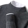 Suéter de Lã Masculino Cor Pura Solto Gola Alta Meia Linha Pronto para Vestir Outono e Inverno Suéter Casual de Negócios Tricô Quente Tamanho Grande