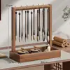 Soporte clásico de madera maciza estilo chino para pinceles, estante colgante para pinceles, estante de almacenamiento multifuncional, reposa pinceles