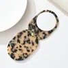 Peine de Ácido Acético con Espejo, Antiestático, Peine Espejo Multifuncional Estampado de Leopardo, Regalo de Hotel