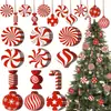 Set Transfronterizo de 24 Piezas de Caramelo de Bastón de Caramelo Decoraciones Navideñas Colgantes para Árbol de Navidad Decoraciones de Bastón de Caramelo Talladas para Árbol de Navidad