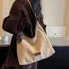 Bolso de hombro de tela cepillada de comercio exterior, moderno y popular, para mujer, nuevo bolso tote de gran capacidad para el día a día, bolso cruzado versátil