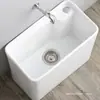 Fregadero de Cerámica para Fregona de Balcón Lavabo de Piso de Baño Fregadero Grande para Fregona de Pie Pequeño Fregadero para Fregona Doméstico