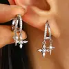 Pendientes asimétricos de estrella y luna de Amazon, superventas entre Europa y Estados Unidos, traje de tres piezas, pendientes de circonita de moda, pendientes con hebilla