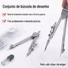 Bússolas de aço inoxidável de metal terno profissional pintura régua exame estudante ferramenta de desenho bússolas recarga