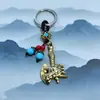 Acessório de chaveiro de metal com pingente de machado de dragão estilo chinês, artesanato decorativo com toque de alta qualidade, ornamento pendurado para atacado, pequeno presente