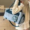 Bolsa Tote Colorblock Portátil de Grande Capacidade Feminina 2024 Nova Casual Leve para Viagem Bolsa de Lona Bolsa Transversal para o Dia a Dia