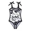 Traje de baño nuevo de dos piezas para comercio exterior europeo y americano 2024 Vestido de malla estampado multicolor de Amazon Traje de baño conservador para mujer