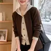 Sudadera con Capucha Estilo Perezoso Falsa de Dos Piezas Cardigan de Punto para Mujer Otoño 2026 Nuevo Suéter Holgado Abrigo Top