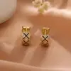 Pendientes de Cuadros de Diamantes Mismo Estilo que Liu Yifei para Mujer, Sentido de Alta Gama, Circonita Microincrustada, Hebilla de Oreja Exquisita, Aro de Oreja Simple Elegante para Combinar con Todo