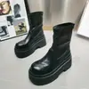 Botas de Moda Estilo Coreano con Suela Mochi para Mujer Impermeables Plataforma Suela Gruesa Botas Cortas para Bajitas de Moda Elásticas Versátiles Botas Adelgazantes