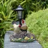 Estatua de Animal Gallo y Gallina Transfronteriza Luz Solar para Jardín Luz Exterior Decoración de Jardín Adorno Manualidades de Resina