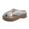 Pantuflas para persona perezosa con punta cerrada, medias pantuflas para mujer, modernas, slip-on, estilo nuevo, verano, suela exterior, hueco cruzado, para usar, gruesas, 2026