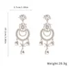 Pendientes Colgantes Redondos con Forma de Gota de Agua Cortados a Diamante con Incrustaciones de Aguja de Plata Pendientes de Estilo Palacio Retro Lujo Accesible Pendientes de Gama Alta