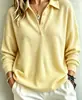 Europeu e Americano Transfronteiriço Amazon Comércio Exterior Moda Botão Malha Waffle 2026 Outono Novo Cor Sólida Suéter Top Roupa Feminina