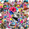 50 Folhas Y2K Hot Girl Retro Pacote de Adesivos Neon Milênio Elementos de Nostalgia Americana Fita Cassete CD Skate Adesivos Decorativos